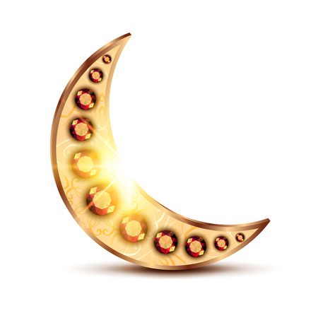 Golden Precious Moon Isolated on White Background. Vector designのイラスト素材