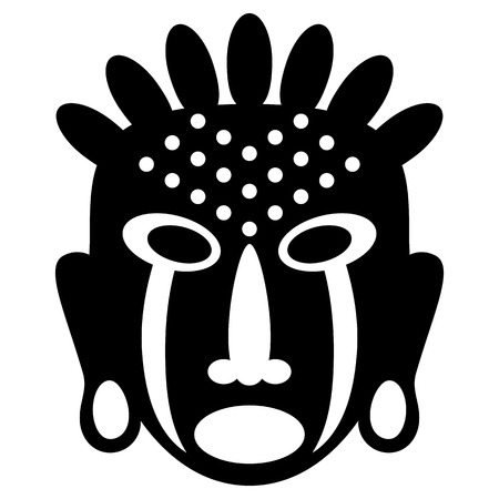 African Masks Isolated on White. Vector icons for tribal designsのイラスト素材