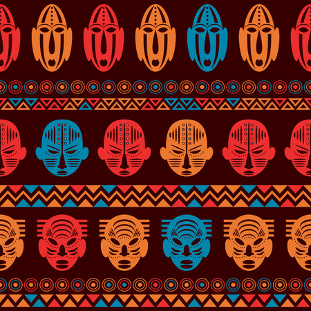 African Tribal Seamless Pattern. Ethnic ornament with different elements. Vector design for prints, backgrounds, textileのイラスト素材