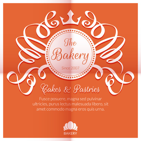 Retro card with bakery logo label. Premium quality emblem. Vector illustrationのイラスト素材