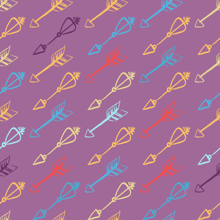 Hand drawn doodle arrows seamless pattern. Colored vector illustration for wallpaper design, covers, fabricのイラスト素材