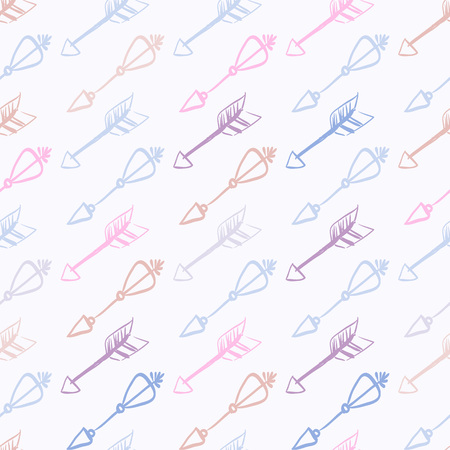 Hand drawn doodle arrows seamless pattern. Colored vector illustration for wallpaper design, covers, fabricのイラスト素材