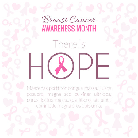 Breast Cancer Awareness Month Campaign Background with lettering Hope. Vector illustrationのイラスト素材