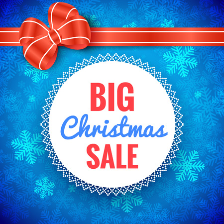 Big Christmas Sale Frame on blue snowflakes background. design for holiday decorationのイラスト素材