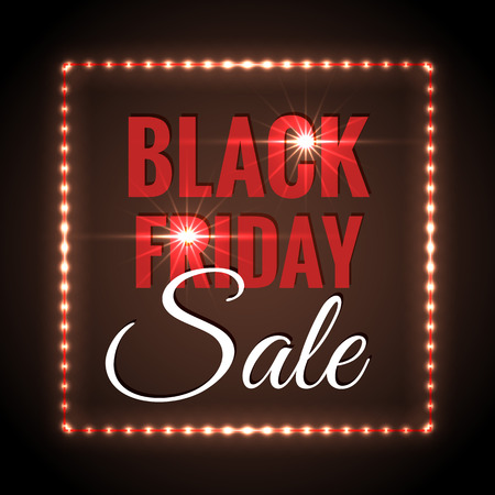 Black Friday Sale background. Vector illustration with frame of lightsのイラスト素材