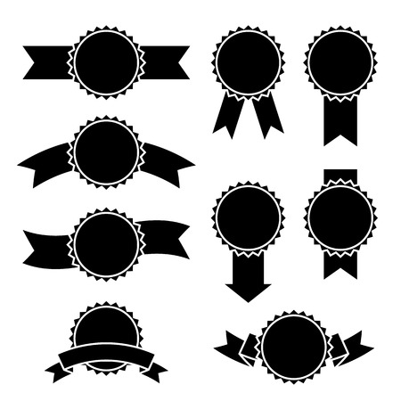 Ribbons Black Silhouettes Set. Vector blank templates isolated on whiteのイラスト素材