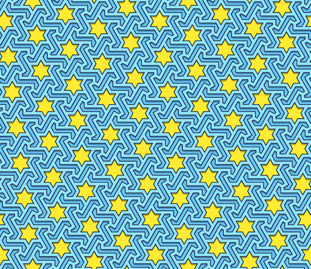 Arabic pattern colored seamless ornament. Vector repeating background. Geometric tiled textureのイラスト素材