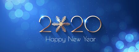 Happy New Year 2020 golden text design