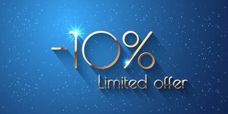 10 Percent Offer Background with golden shining numbers