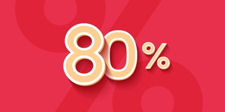 80 Percent Offer Background with paper numbers for finances template