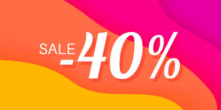 40 Percent Sale Lettering on Wavy Paper Colorful Background