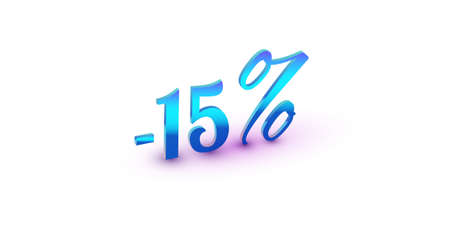 15 Percent Blue Colored Numbers isolated on white background. Sale symbol for seasonal advertisement designのイラスト素材