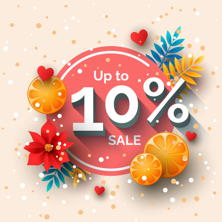 Up to 10% percent sale banner template design. Vector holiday discount illustrationのイラスト素材
