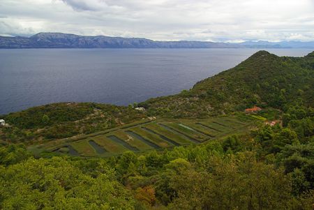 Mljet lake and adriatic seaの写真素材