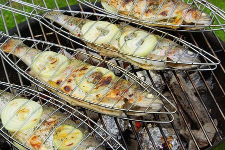 grilling troutの写真素材