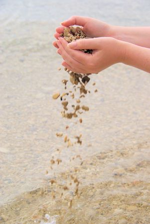 hand with stones 33の写真素材