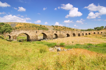 Aliseda roman bridge の写真素材