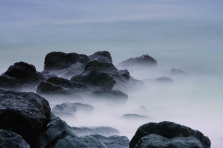 rocks in surfの写真素材