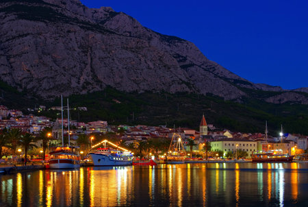 Makarska nightの写真素材