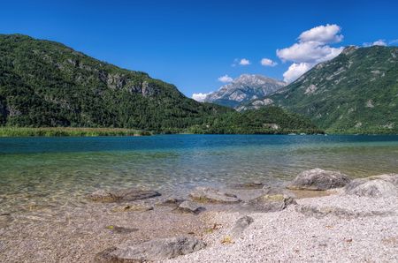 Lago di Cavazzo in Alpsの写真素材