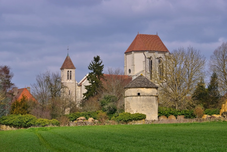 romanesque Saint Thibault church in Burgundy, Franceの写真素材