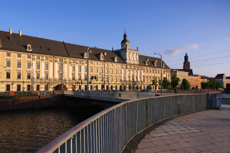 Breslau, the university and river Oderのeditorial素材