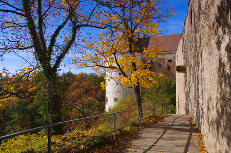 town wall in Bautzen, Upper Lusatia in Germanyのeditorial素材