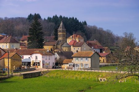 romanesque Vareilles church in Burgundy, Franceの写真素材