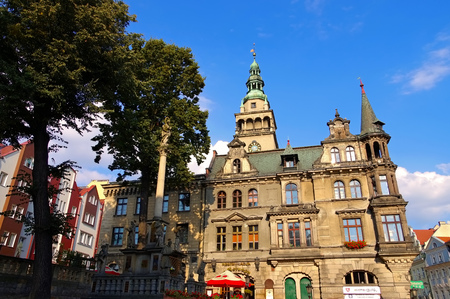 the town Klodzko (Glatz) in Silesia, Poland, Town Hallのeditorial素材
