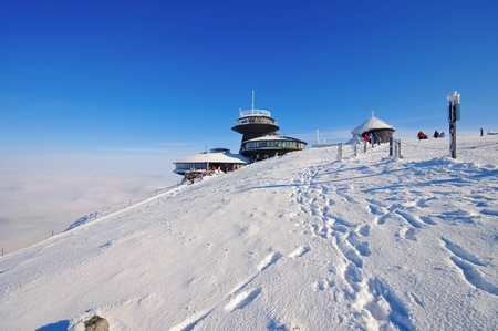 mountain Sniezka in winter, Giant  Mountainsのeditorial素材