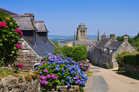 medieval village of Locronan, Brittany in Franceの写真素材
