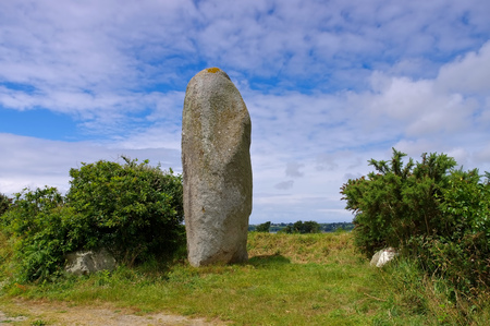 Plouguin Menhir de Lann al Louarn in Finistere, Franceの写真素材