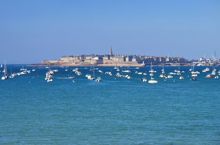 walled town of Saint-Malo in Brittany, Franceのeditorial素材