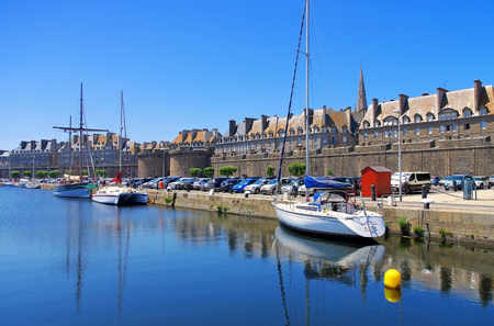 walled town of Saint-Malo in Brittany, Franceのeditorial素材