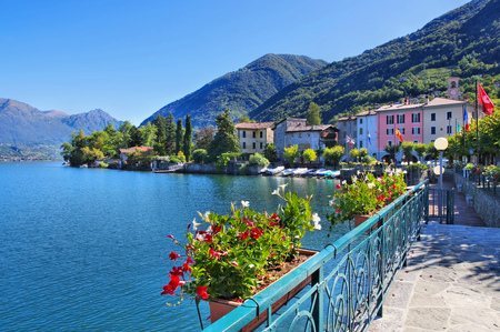 Osteno small village on Lake Lugano, Italyの写真素材