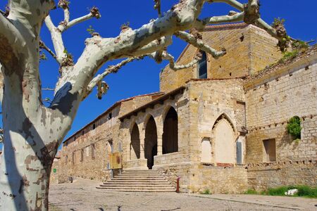 Convent of Sant Francesc in the old medieval town of Morella, Castellon in Spainの写真素材