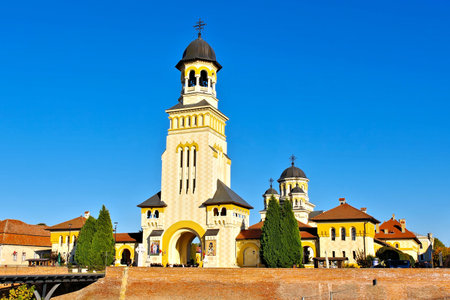 the town with citadel Alba Iulia in Romania, Transylvaniaの写真素材