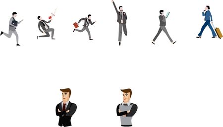 Business people promote, take off, walk, run, hold handsのイラスト素材