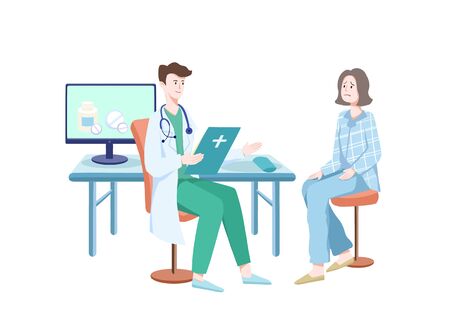 Flat wind medical doctor interview patient sceneのイラスト素材