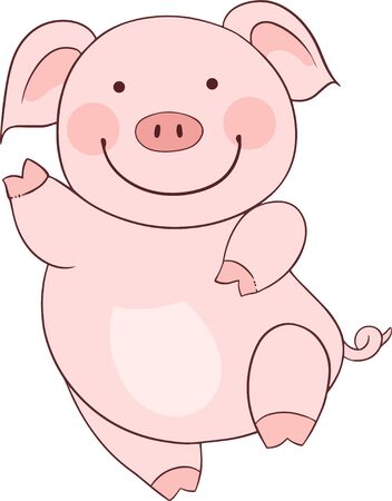 Cute cartoon pink dancing pigのイラスト素材
