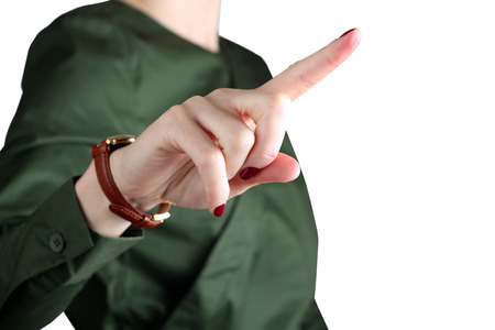 Businesswoman  pointing something   by fingerの写真素材