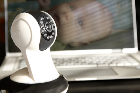 The closeup baby monitor for security of the babyの写真素材