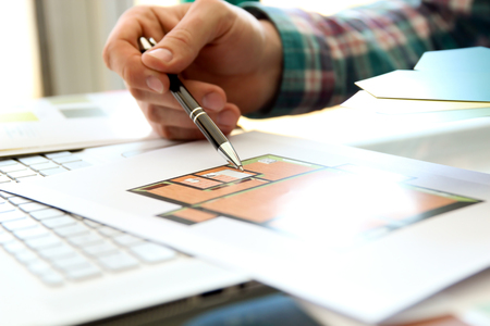 Designer choosing color samples for design project.の写真素材