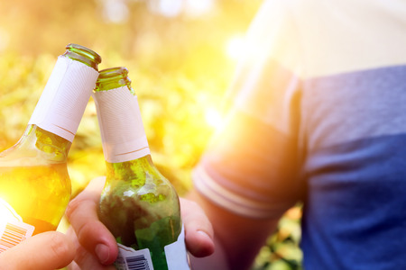 Friends toasting with beerの写真素材