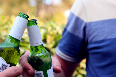 Friends toasting with beerの写真素材