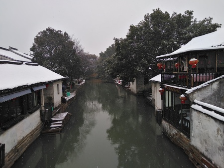 Ancient town snow sceneのeditorial素材