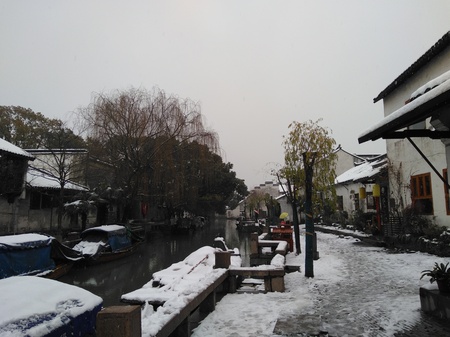 Jiangnan anceitn town winter snow sceneのeditorial素材