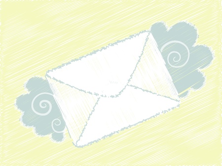 Flying cartoon envelop mails lovely messageのイラスト素材