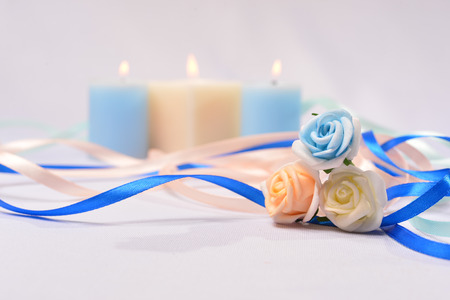 ribbons and candlesの写真素材