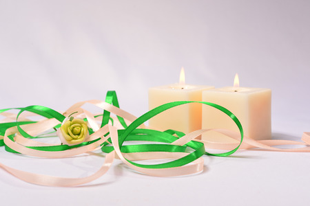 ribbons and candlesの写真素材